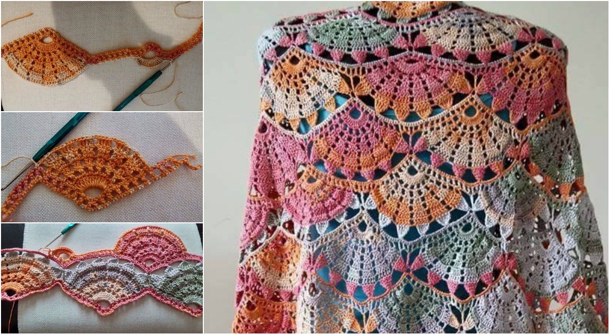 Spring Colorful Crochet Shawl – Diagrams &amp; Video Tutorial