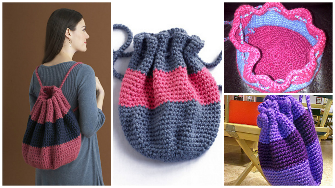 crochet drawstring backpack pattern