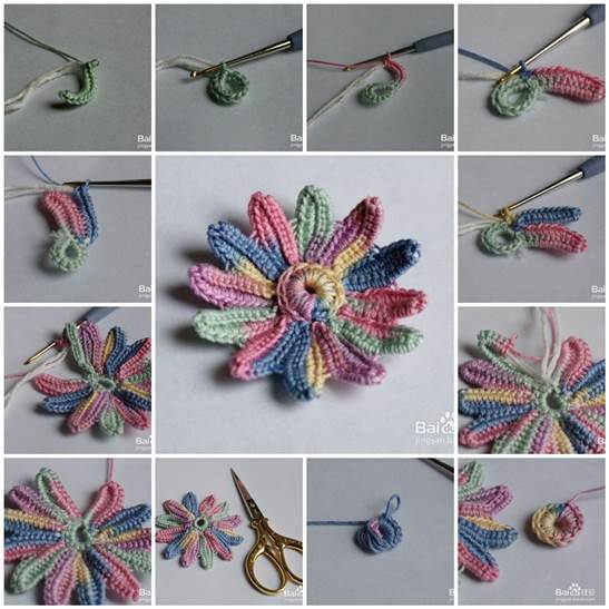 Colorful Chrysanthemum Crochet Pattern 3