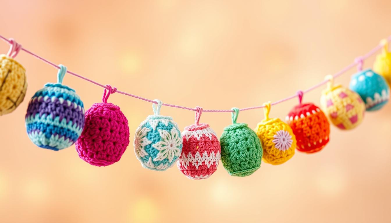 Colorful Crochet Easter egg garland