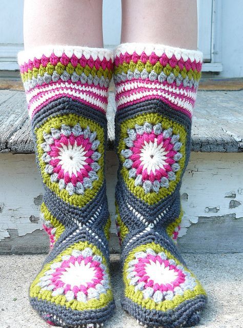 Crochet Boot Slippers 1