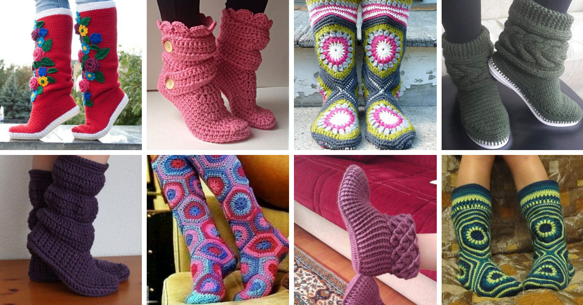 Crochet Boot Slippers