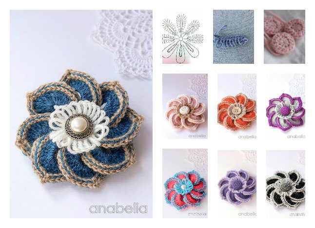 Crochet Brooches Chart and Tutorials