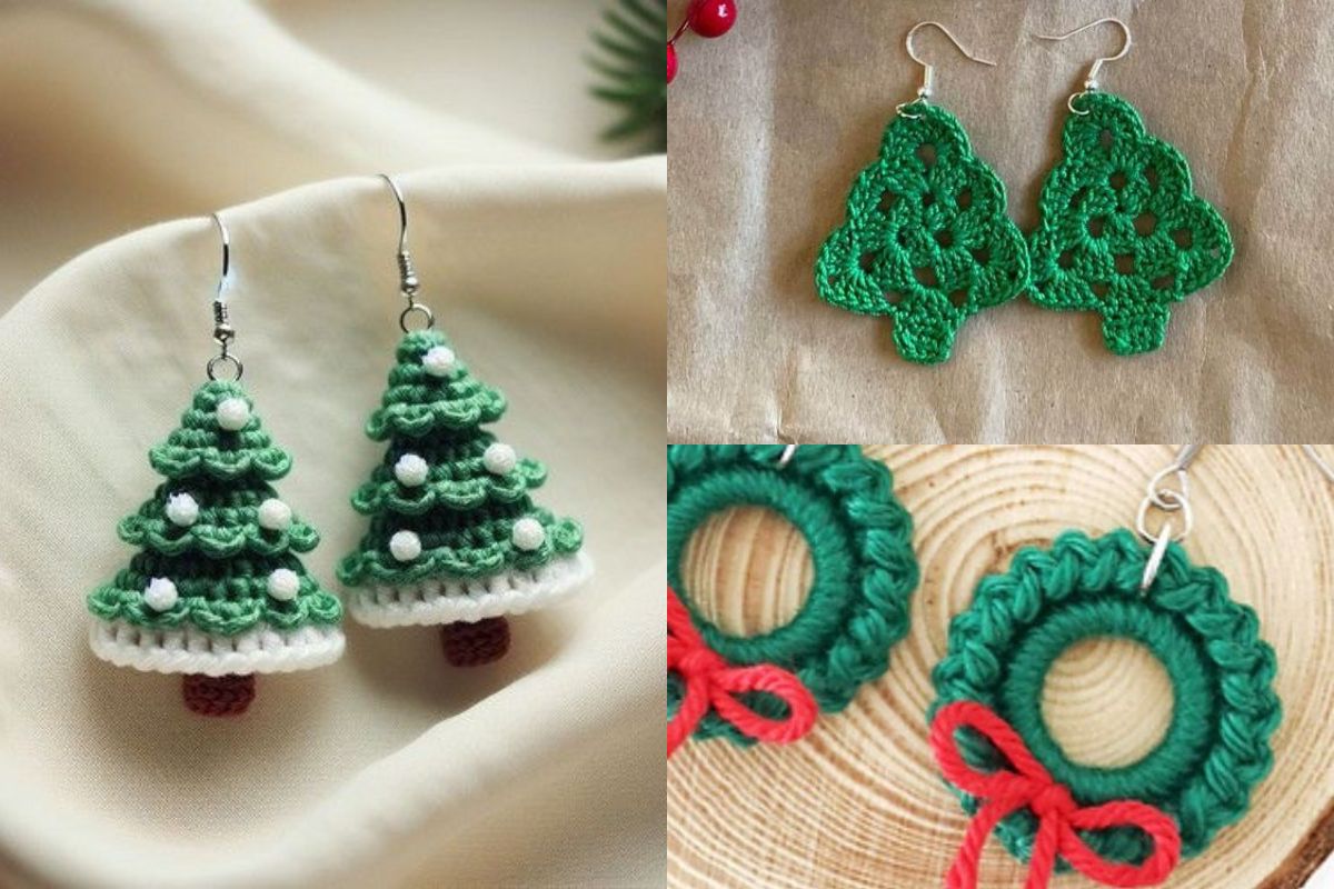 Crochet Christmas Earring Ideas 10