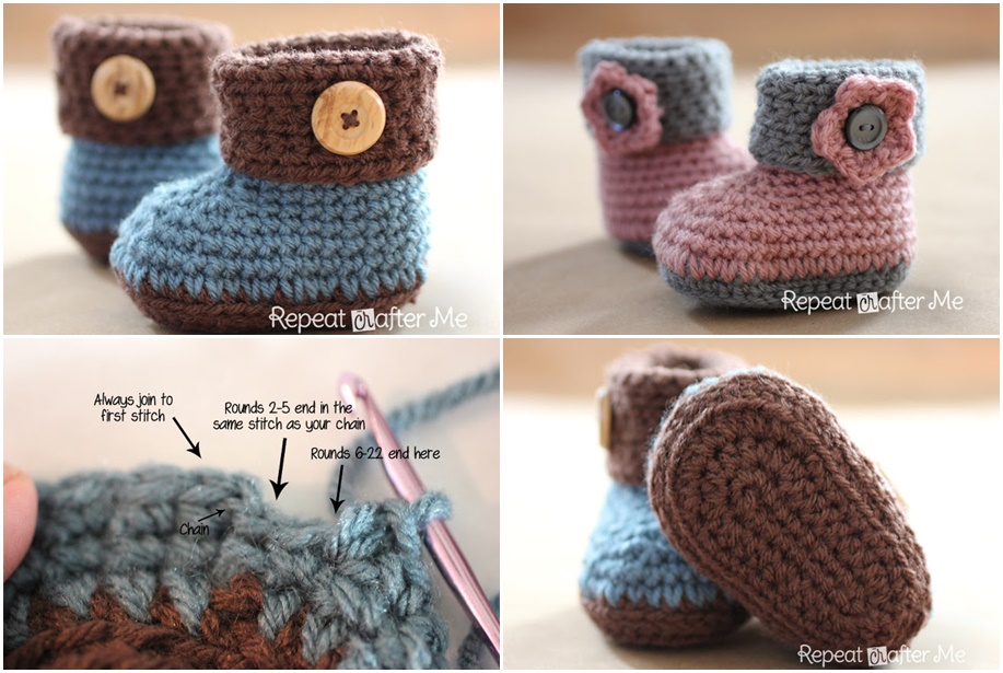 Crochet-Cuffed-Baby-Booties-Pattern
