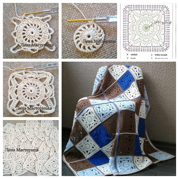 Crochet Granny Square Lace Blanket