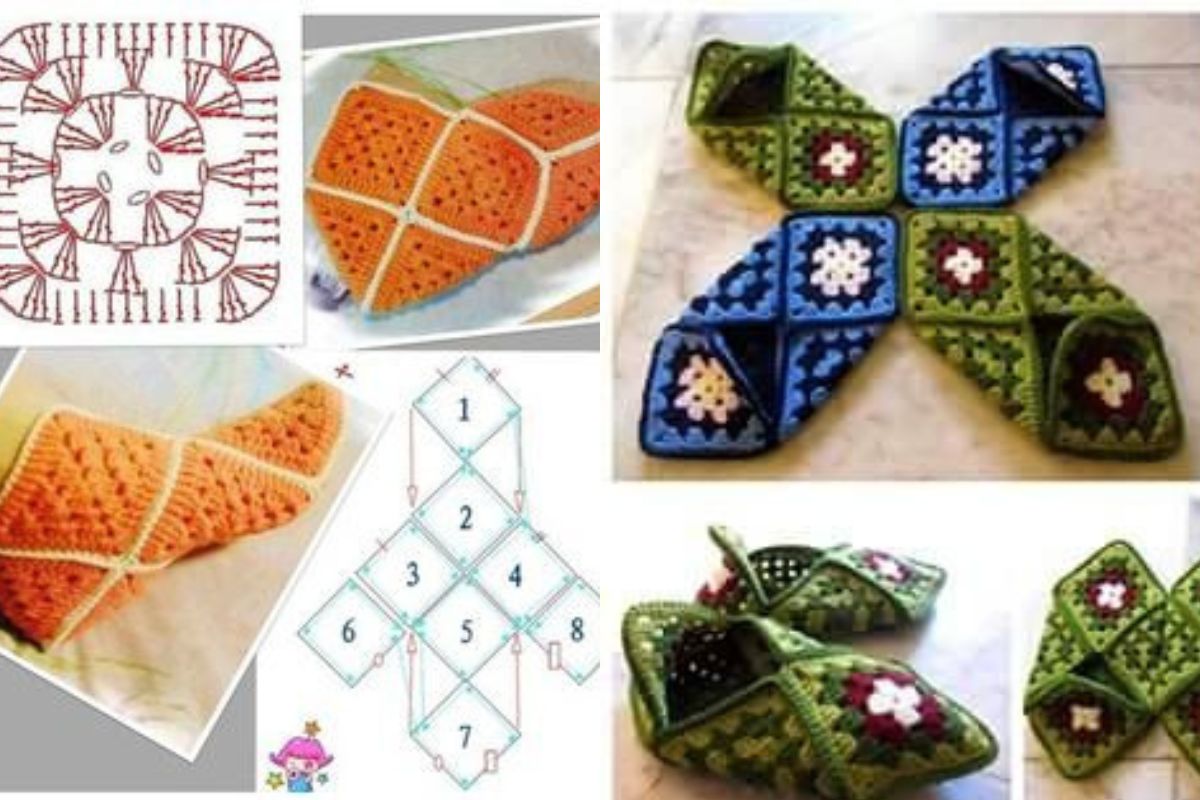 Crochet Granny Square Slippers Patterns 9