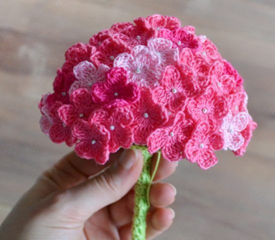 Crochet Hydrangea Flower