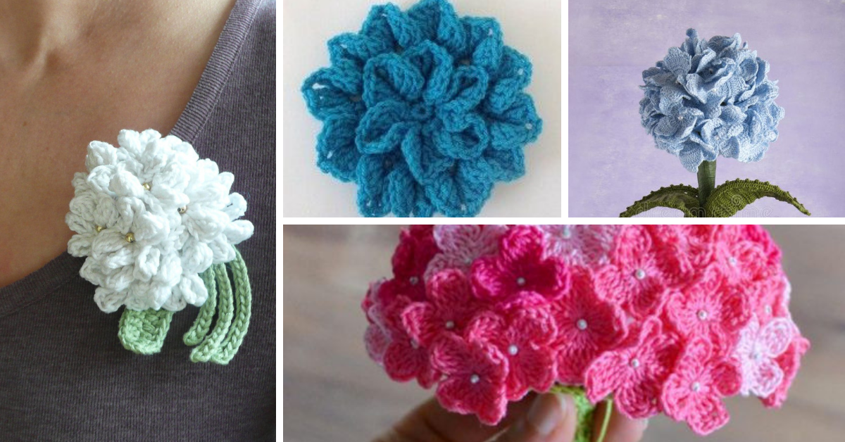 Crochet Hydrangea Flower