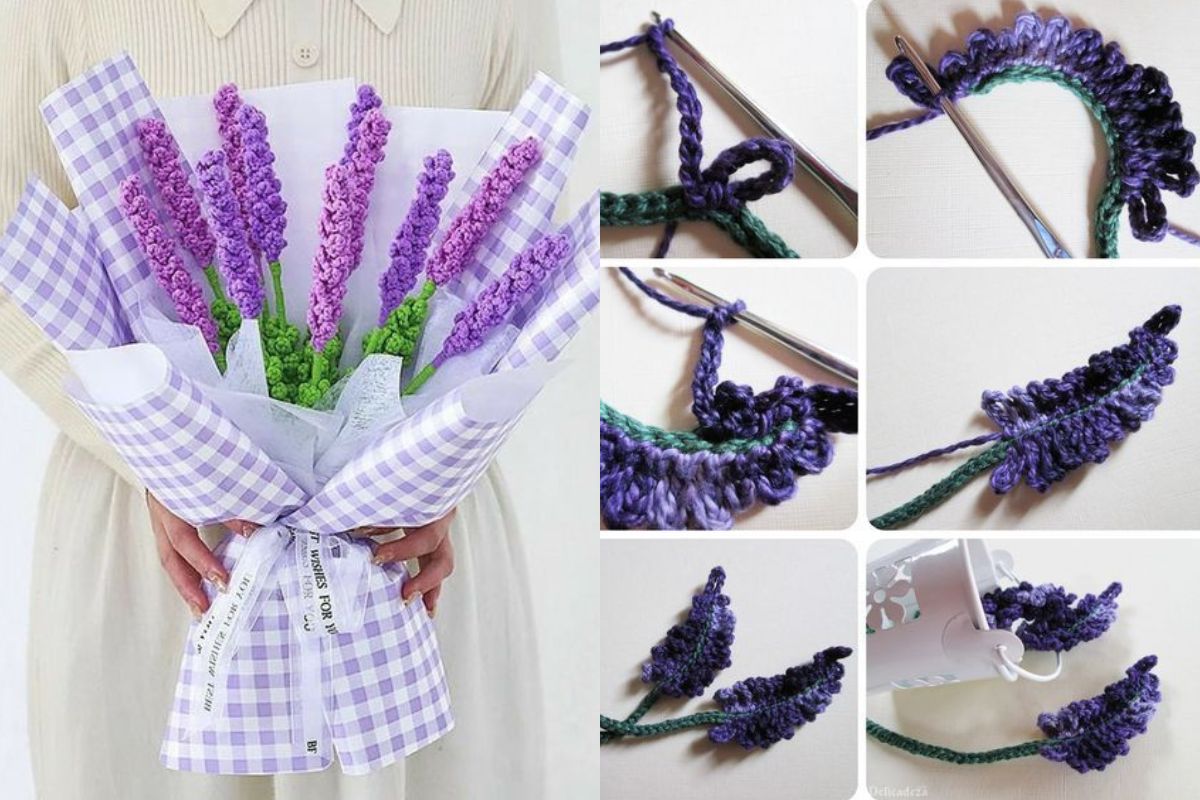 Crochet Lavender flower tutorial 9