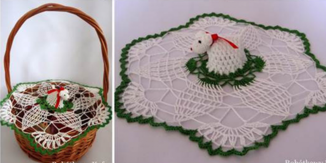 Crochet Napkin and Lamb for Easter Basket