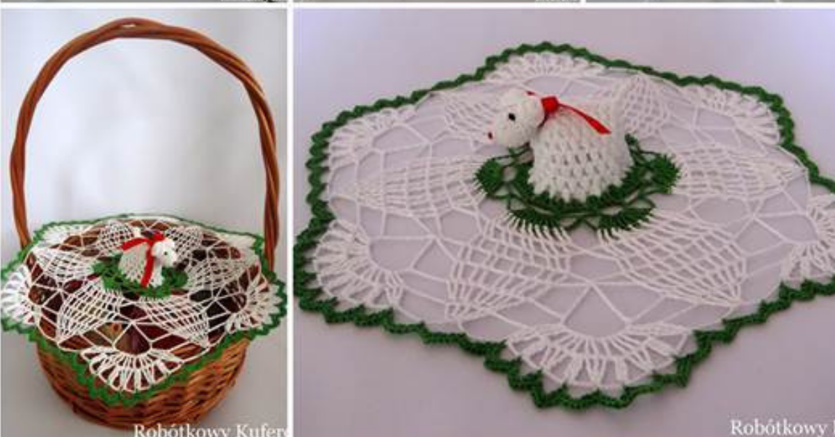 Crochet Napkin and Lamb for Easter Basket