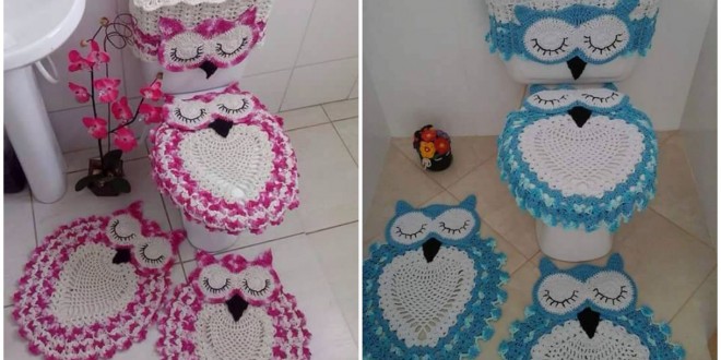 Crochet Owl Bathroom Set