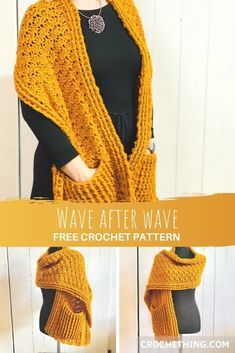 Crochet Pocket Shawl Patterns 2