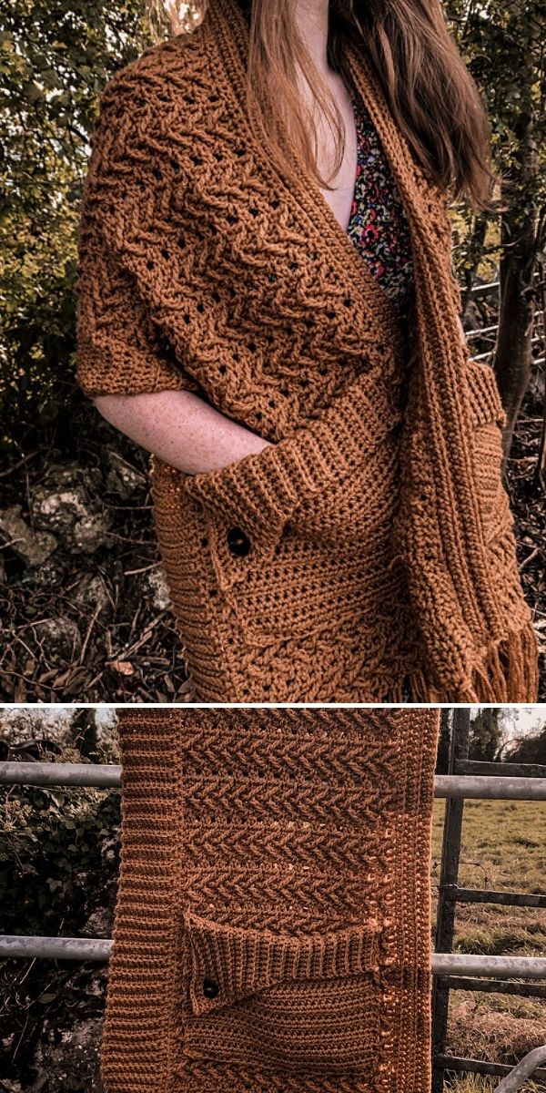 Crochet Pocket Shawl Patterns 3
