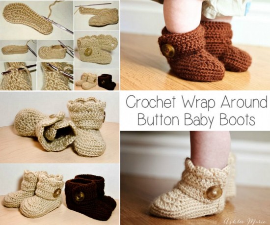 Crochet Wrap Around Button Boots Free Pattern wonderfuldiy