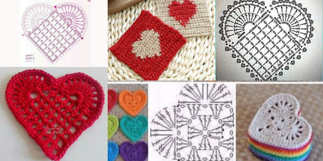 Crochet heart coasters for valentines day