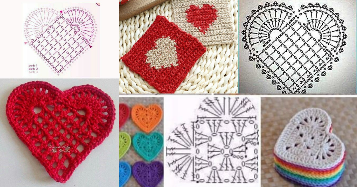 Crochet heart coasters for valentines day