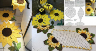 Crochet sunflower bathroom set