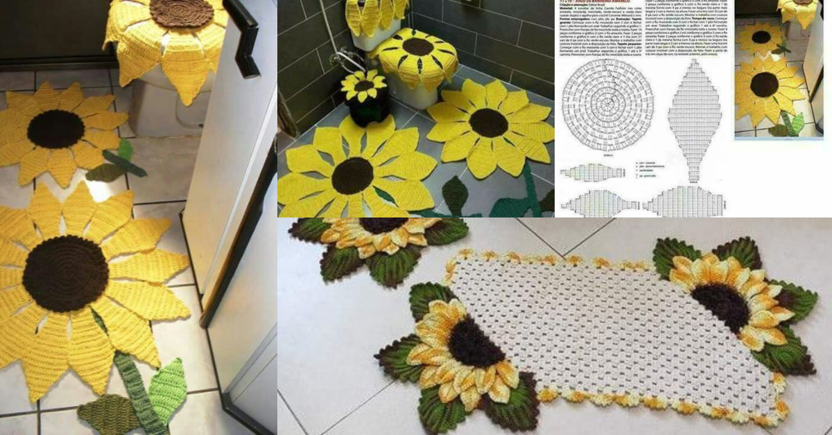 Crochet sunflower bathroom set