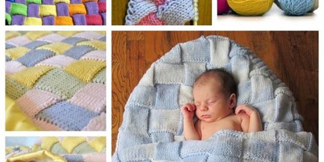 DIY Colorful Entrelac Knitted Baby Blanket