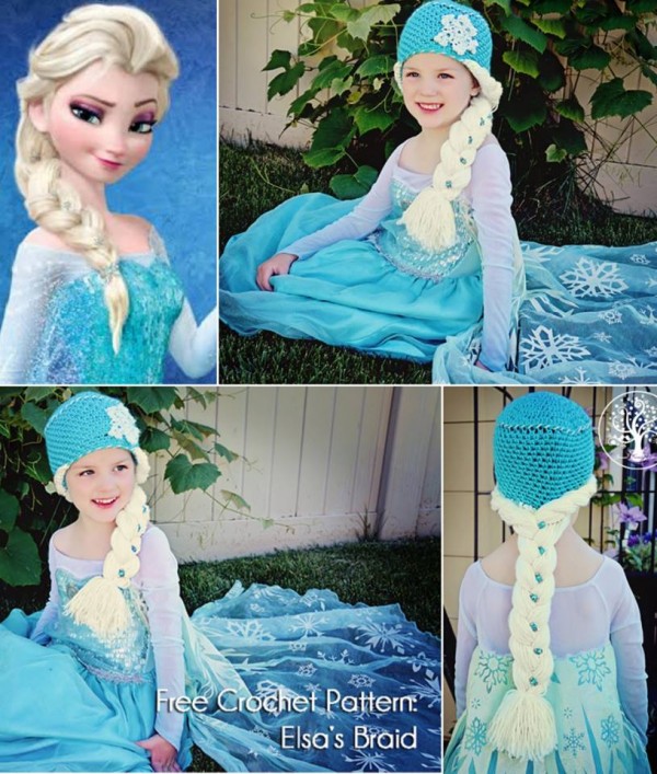 DIY Crochet Disney Frozen Free Patterns crochet elsa hat with braids free pattern