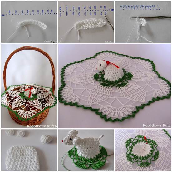 DIY Crochet Napkin and Lamb for Easter Basket