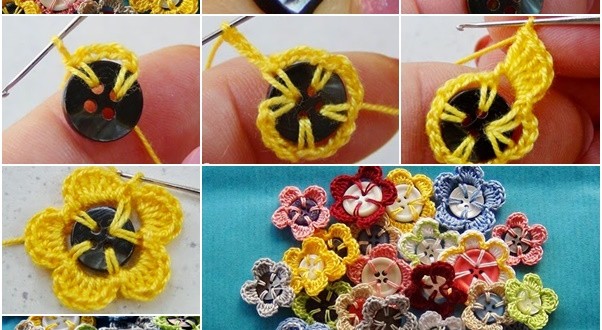 DIY Easy Crochet Button Flowers