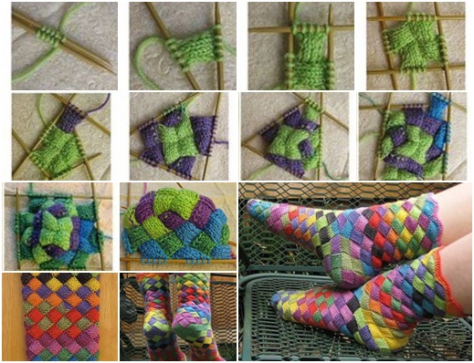 DIY Rainbow Knitted Socks