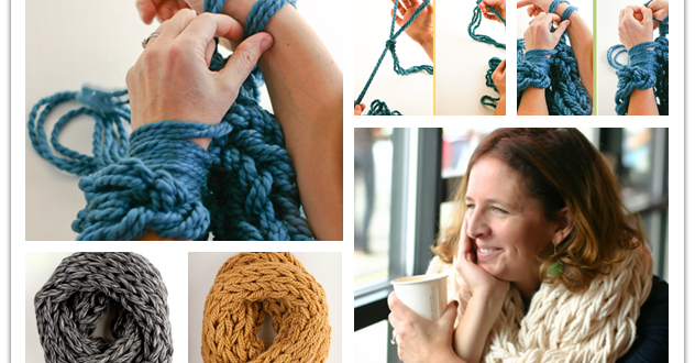 DIY arm knitting scarves