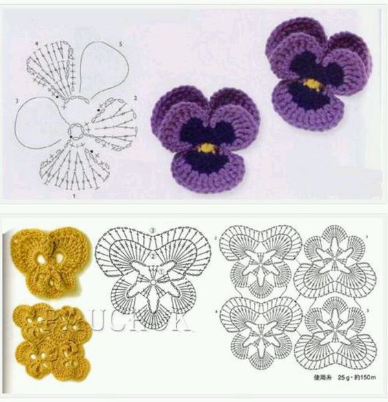Free Pattern crochet Violets 1