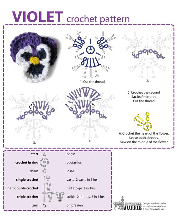 Free Pattern crochet Violets 2