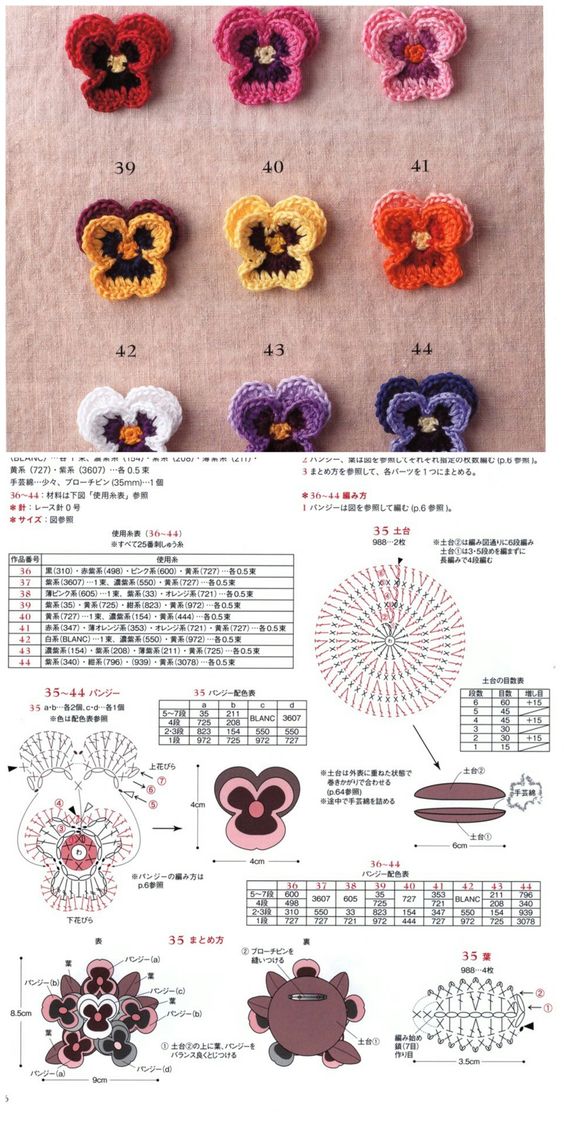 Free Pattern crochet Violets 4