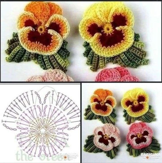 Free Pattern crochet Violets 5