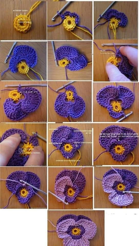 Free Pattern crochet Violets