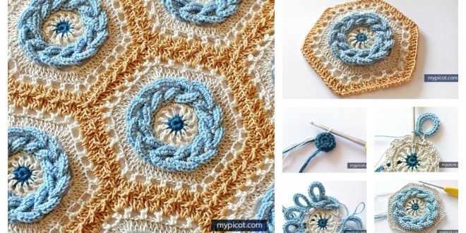 Granny Cable Hexagon Blanket Crochet