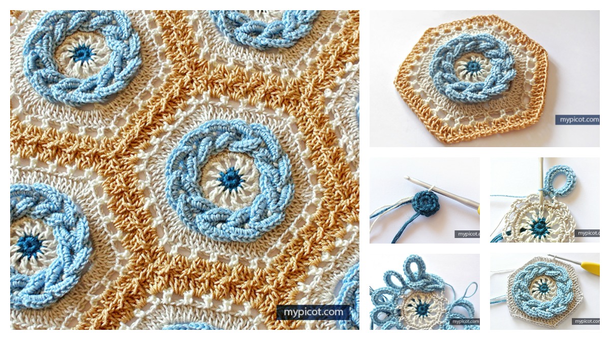 Granny Cable Hexagon Blanket Crochet