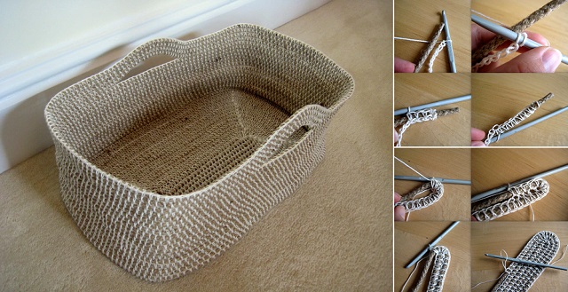 How to DIY Crochet Rope Basket f