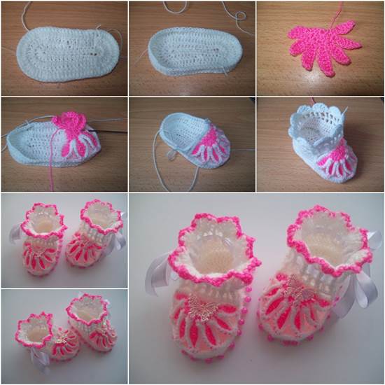 How to DIY Pretty Knitted Flower Baby Booties