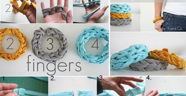 Jersey Finger Knitted Bracelets DIY 0 0