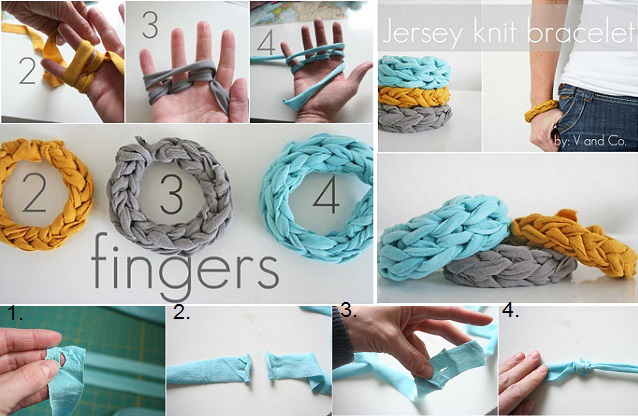Jersey Finger Knitted Bracelets DIY 0 0