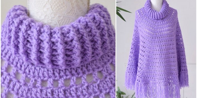 Poncho With Crochet Collar