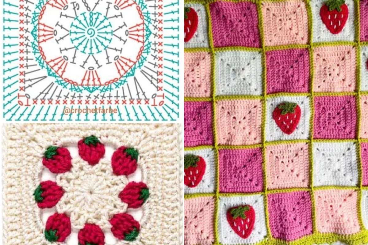 Strawberry Granny Square Crochet Patterns 3