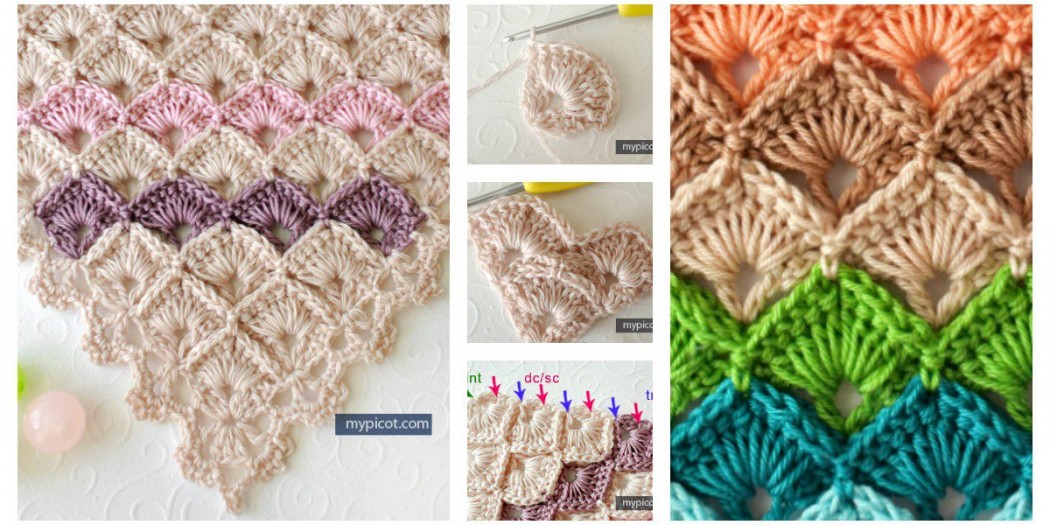 Crochet Triangle Shawl Box Stitch