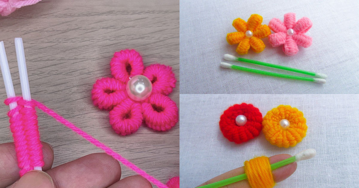 Flowers made of clearance wool