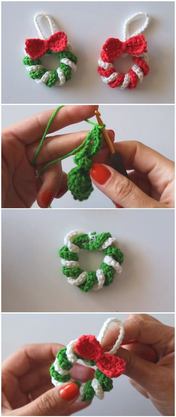 adorable mini crochet christmas wreaths 10