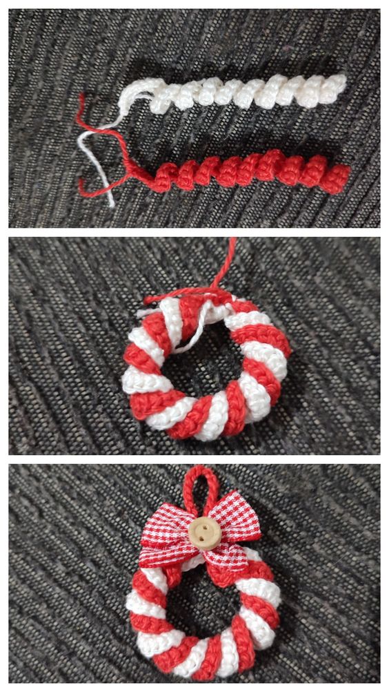 adorable mini crochet christmas wreaths 2