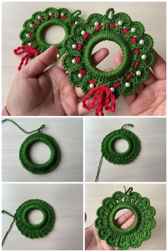 adorable mini crochet christmas wreaths 3