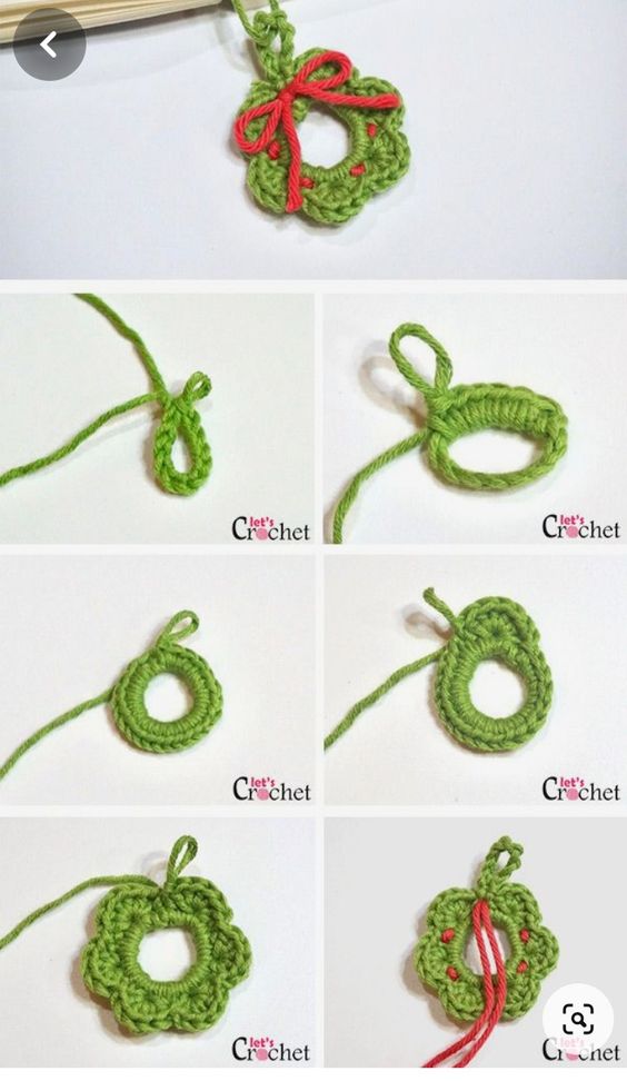 adorable mini crochet christmas wreaths 4