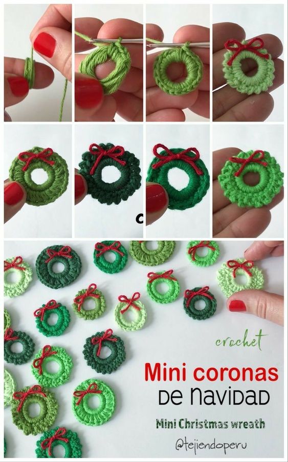 adorable mini crochet christmas wreaths 9